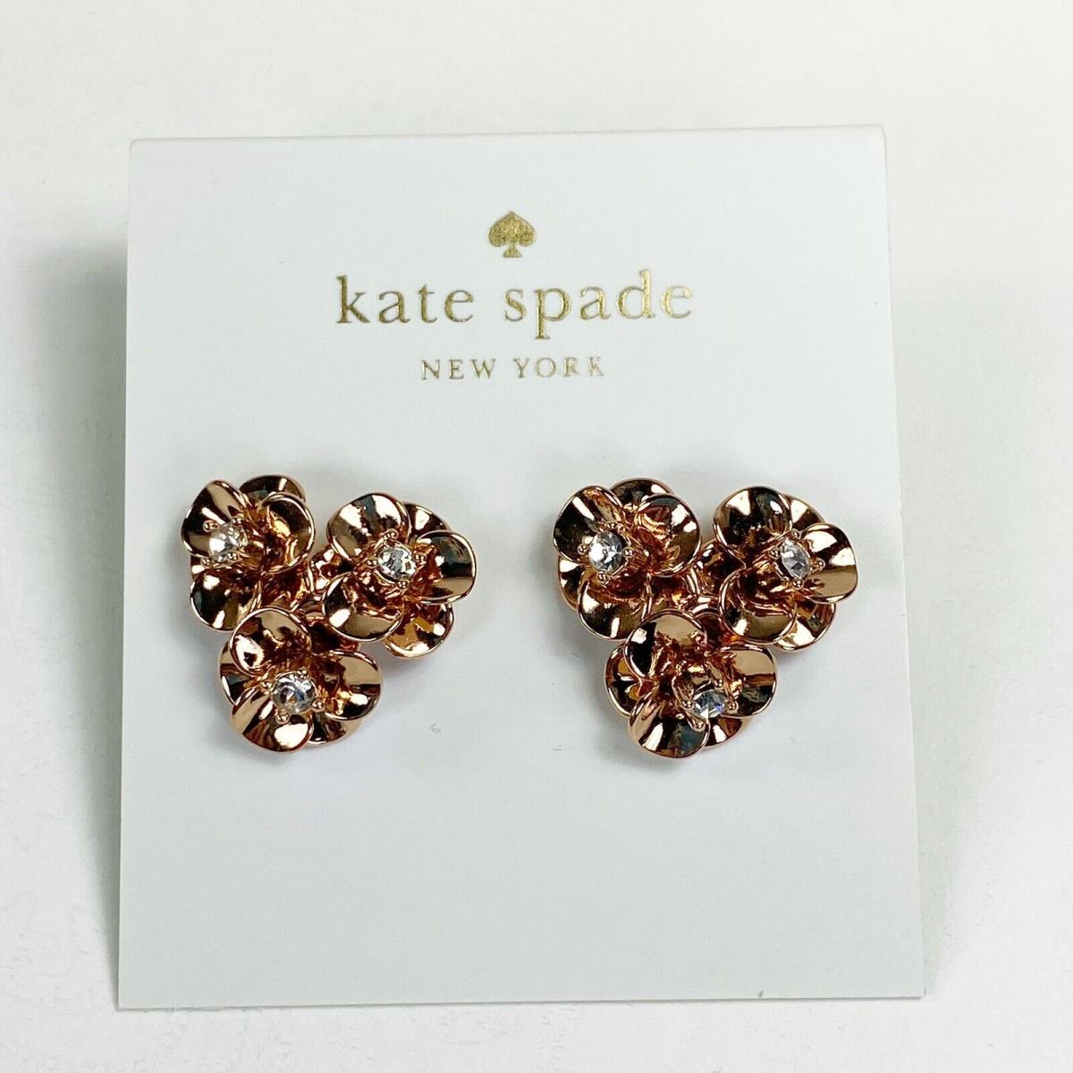 Kate Spade Earrings Shine On New York Flower Cluster Stud Heart Earrings