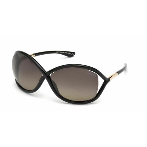 Tom Ford FT 0009 Whitney 01D Shiny Black Sunglasses - Frame: Shiny Black, Lens: