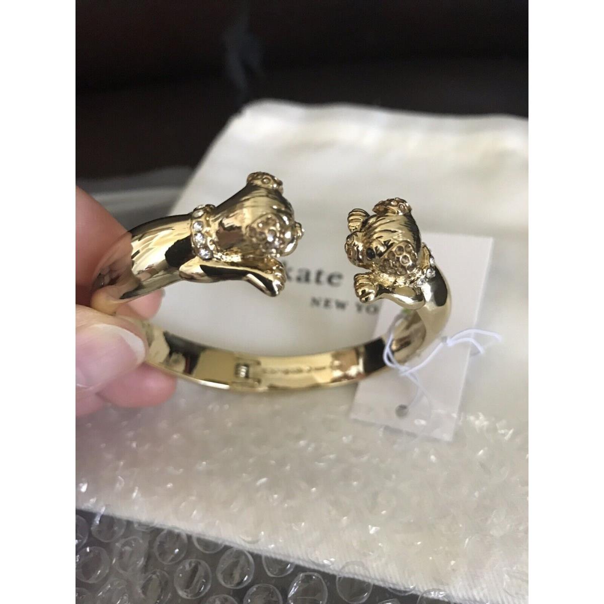 Kate Spade New York Gold Plated Puppy Open Hinged Cuff New W/ Dust Bag