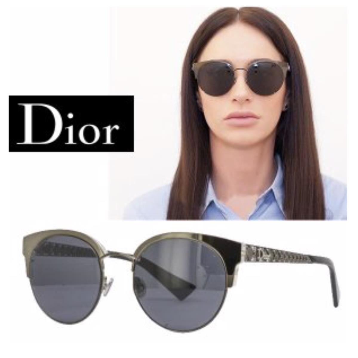 Christian Dior Diorama Mini Sunglasses 807IR 50-19 Black Frame W/grey Lenses - Black / Clear / Dark Chrome Frame, Dark Grey Lens