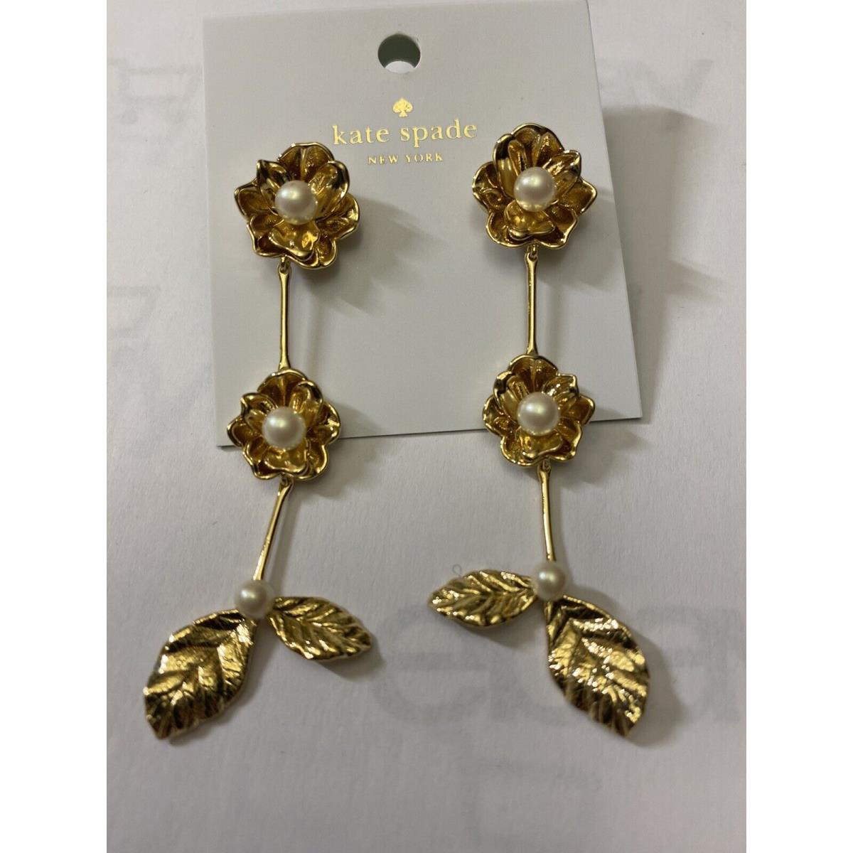 Kate Spade New York Lavish Blooms Botanical Drop Earrings Linear Drop Gold