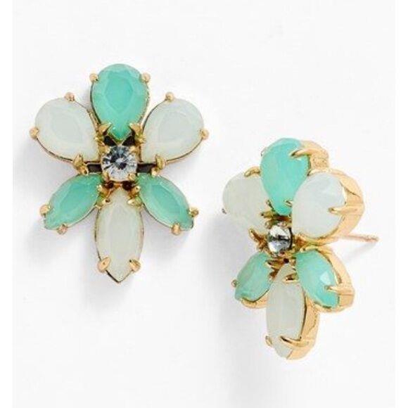 Kate Spade Gold Plated Gardens Of Paris Green Stud Earrings Floral Flower Pastel