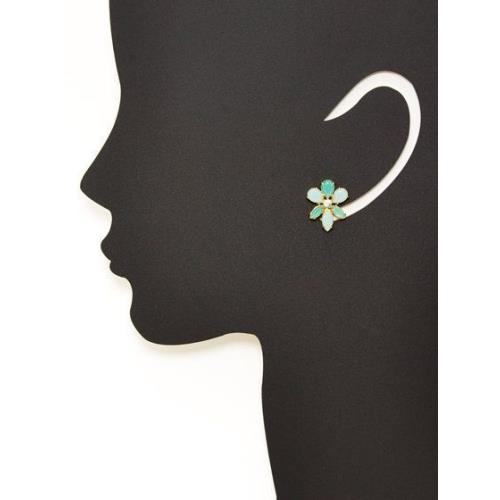 Kate Spade Gold Plated Gardens Of Paris Green Stud Earrings Floral Flower Pastel