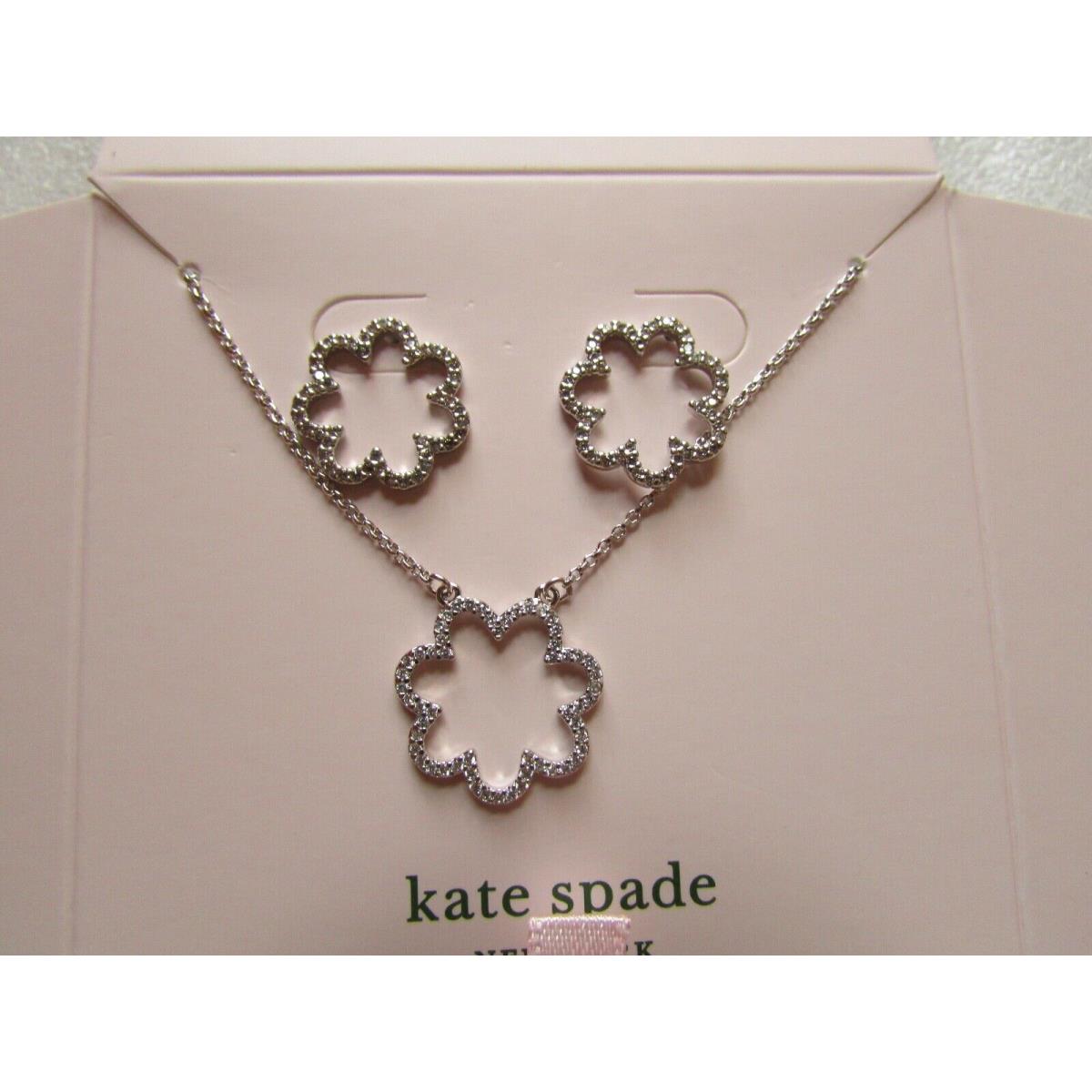 Kate Spade New York Necklace Earrings Scrunched Scallops Box Set Silver New