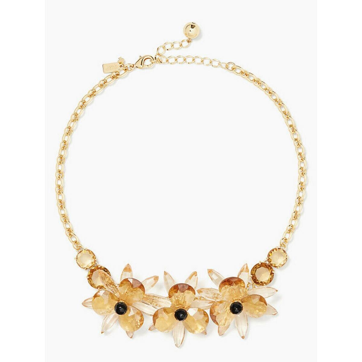 Kate Spade Flower Floral Pendent Statement Necklace Color: Gold Tone