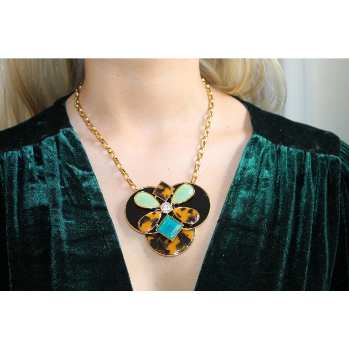 Kate Spade Garden Path Large Pendant Necklace Tortoise/turquoise Multi