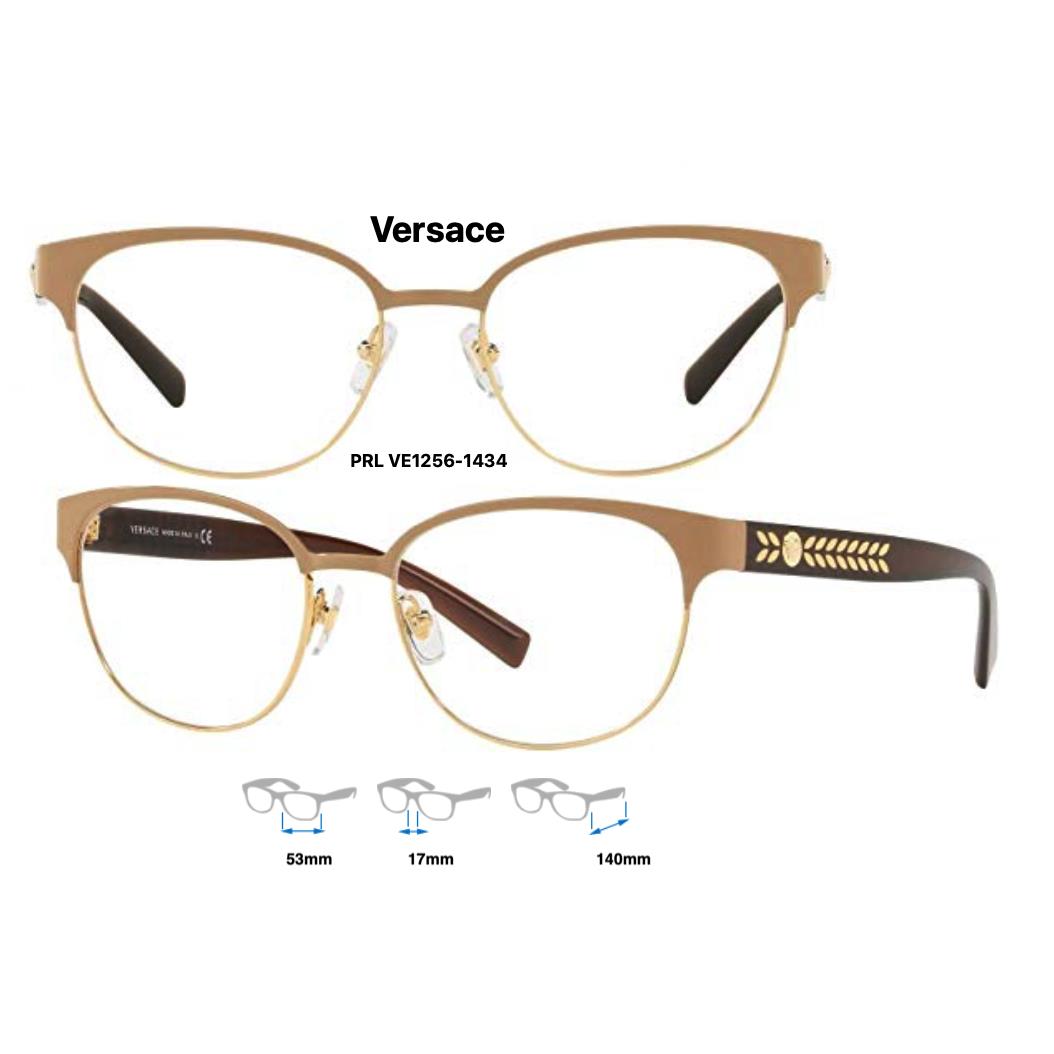 Versace VE1256-1434 Brown/pale Gold Eyeglass Frames Size 53mm - Frame: Brown/Pale/Gold