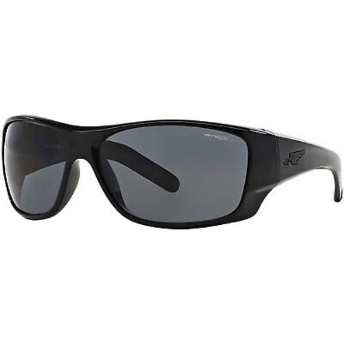 Arnette Sunglasses For Men Heist 2.0 Rectangular Shiny Black Dark Gray Polarized