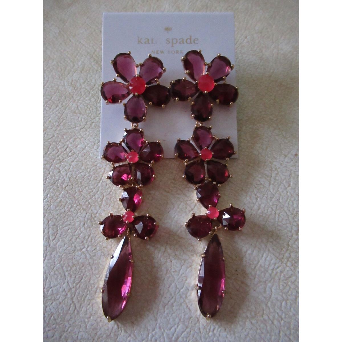 Kate Spade Stunning In Full Bloom Linear Statement Earrings/ Berry Multi