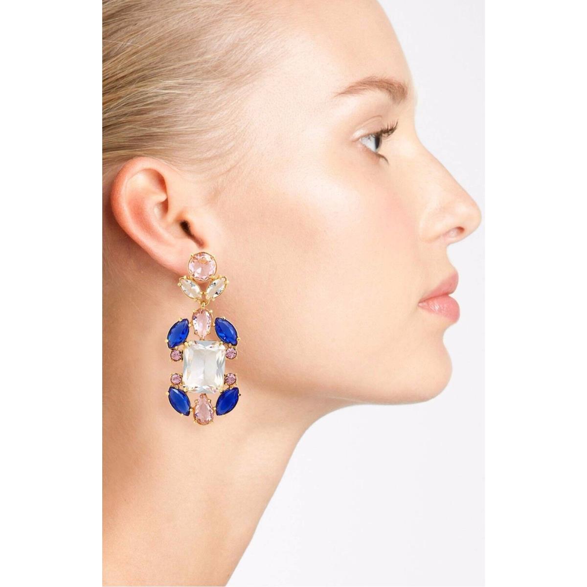 Kate Spade Sunrise Cluster Chandelier Earrings 14K Gold Fill Sapphire Blue