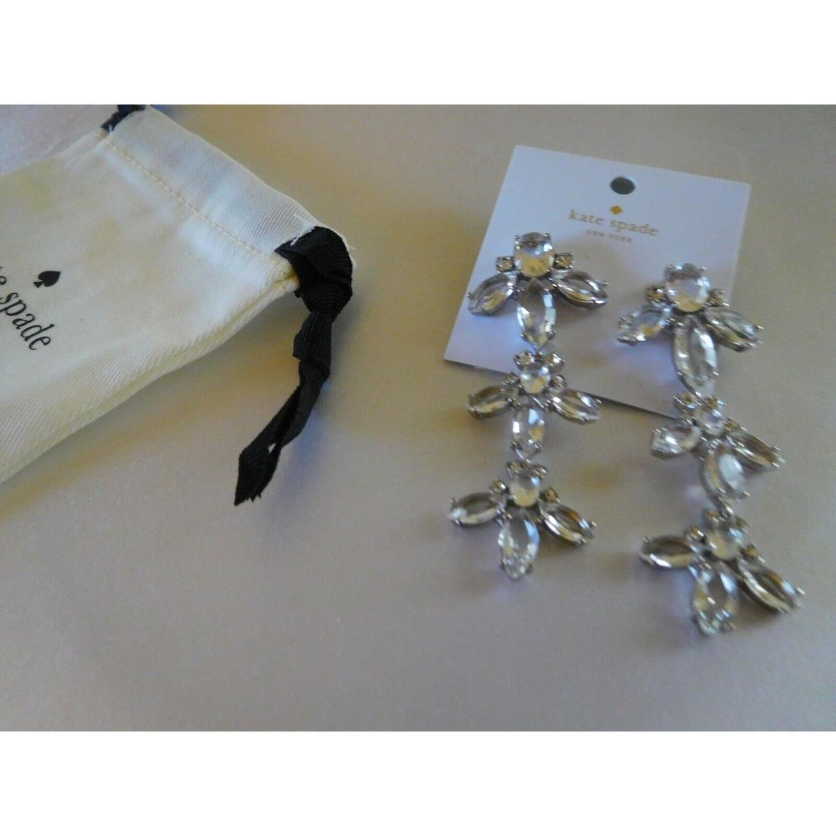 New Kate Spade Silver Plated Ice Queen Clear Crystal Chandelier Earrings