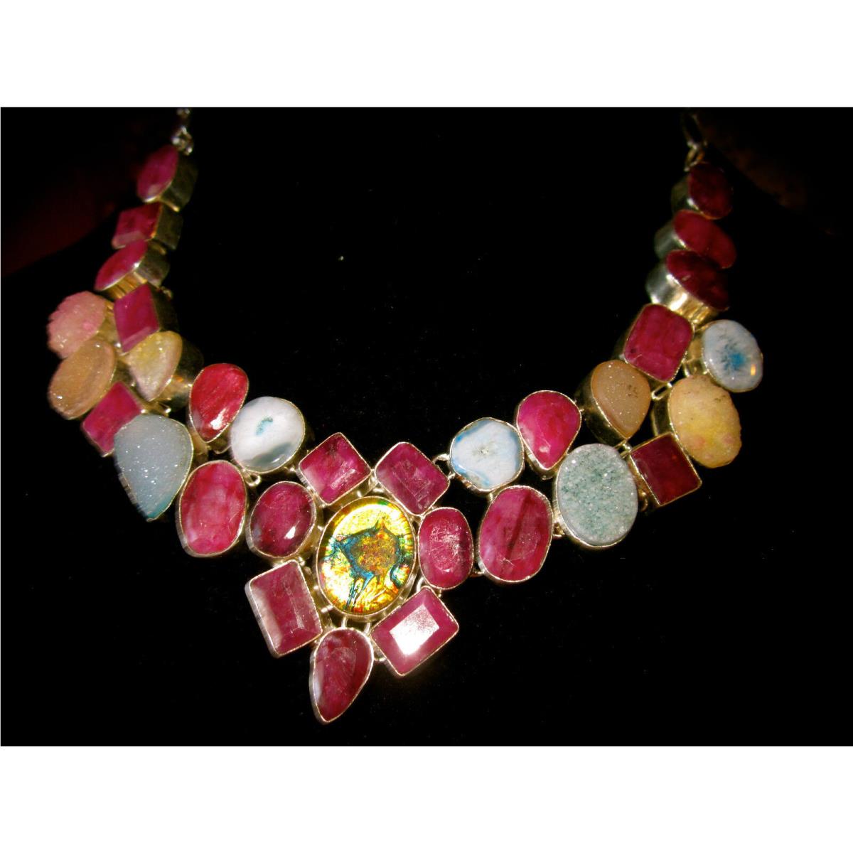 Kate Spade NY Space Age Floral Earrings + Ruby Dichroic Gem Glass Necklace