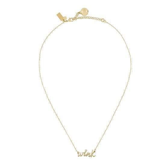 Kate Spade York Say Yes Wink Pendant Necklace Rare Gold Tone Flirt