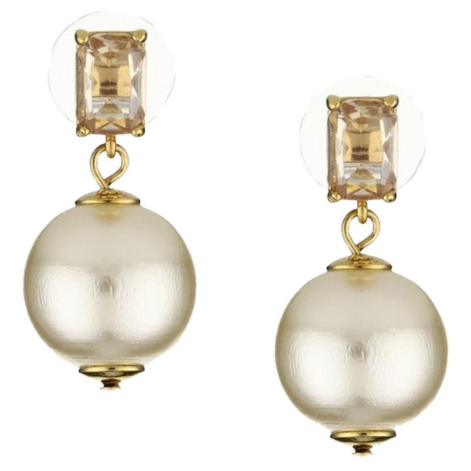 Ultra Rare Kate Spade Pearl Street Drop 14k Gold Fill Crystal Dangle Earrings