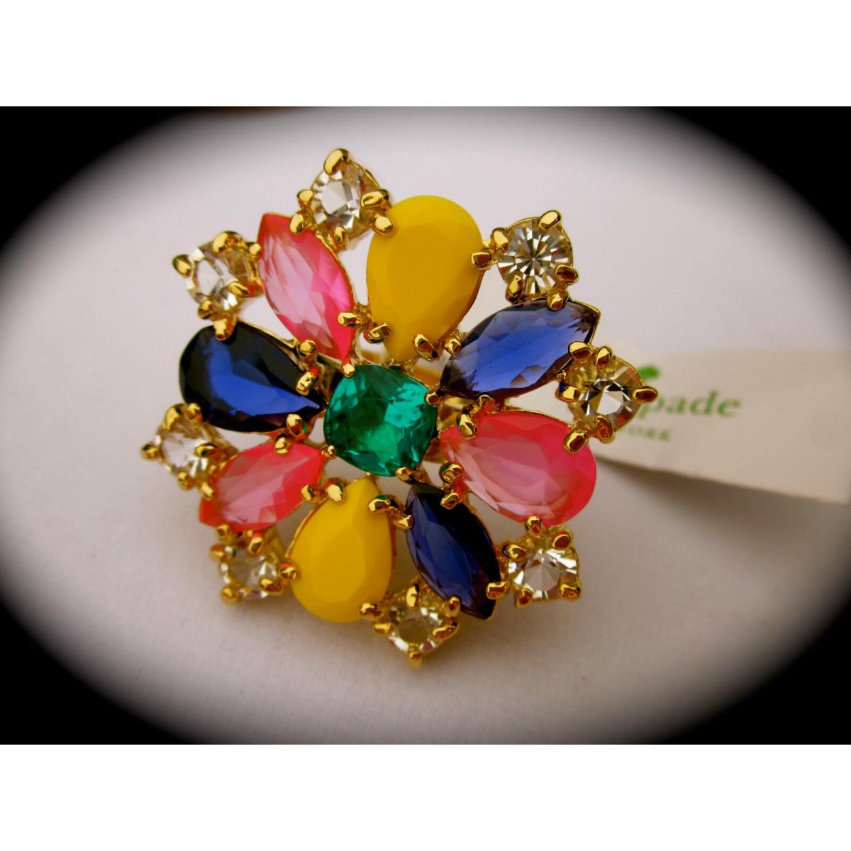 Kate Spade York Rare Kaleidoscope Floral Flower Jeweled Ring 8 Exquisite