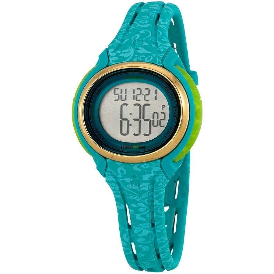 Timex Ironman Teal Blue+green Tone 50 Lap Resin Plastic Indiglo Watch TW5M03100 - Dial: Gray, Band: Blue, Manufacturer Band: BLUE