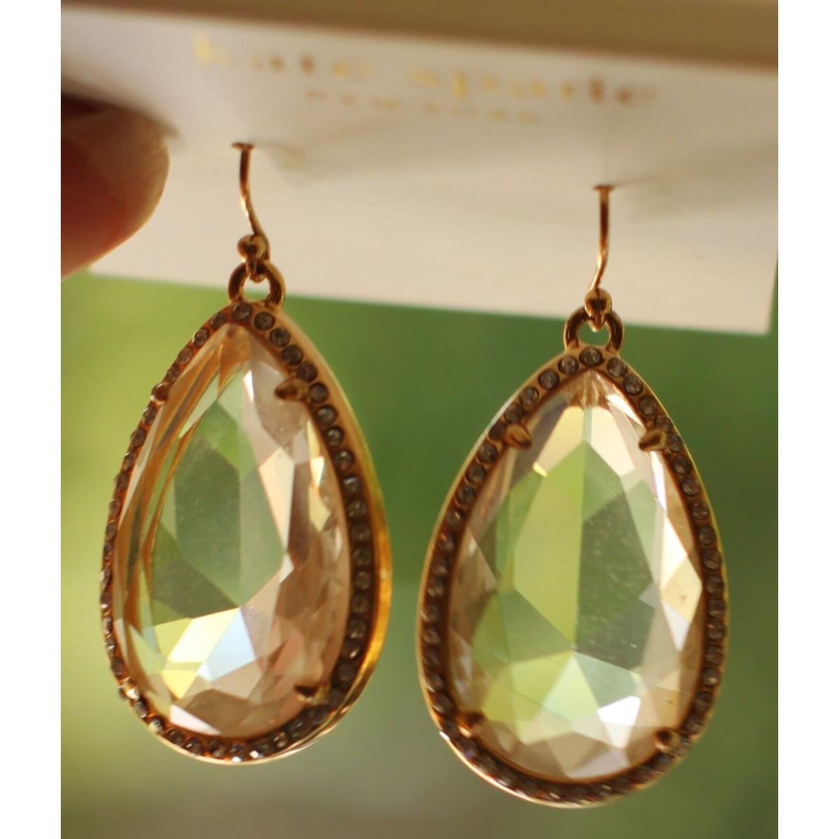 Kate Spade ny 14k Gold-plated Pav Faceted Teardrop Earrings Halo Clear