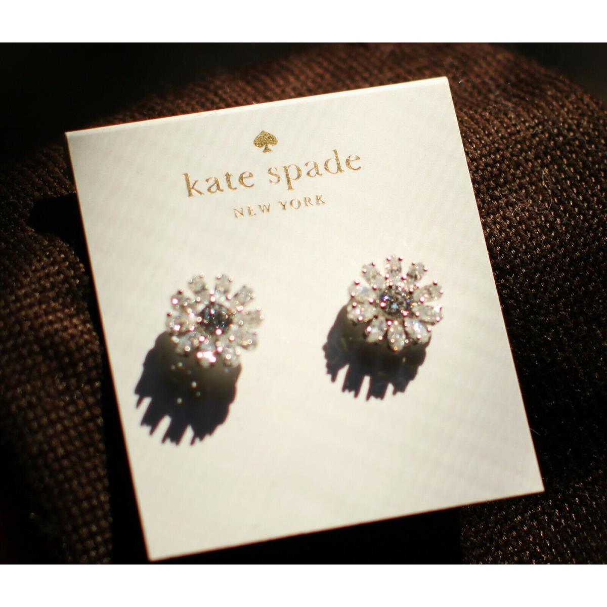 Kate Spade New York Crystal Gardens Silver Flower Daisy Earrings Estate Rhodium