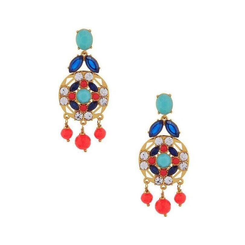 Kate Spade New York Jeweled Tile Statement Drop Earrings Dramatic Vibrant Colors