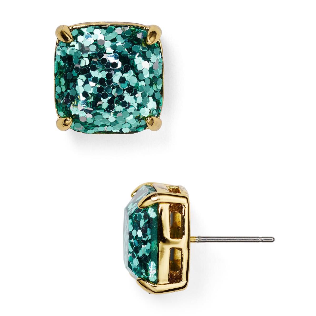 Kate Spade Multi Glitter Party Turquoise Stardust Gold Cushion Stud Earrings