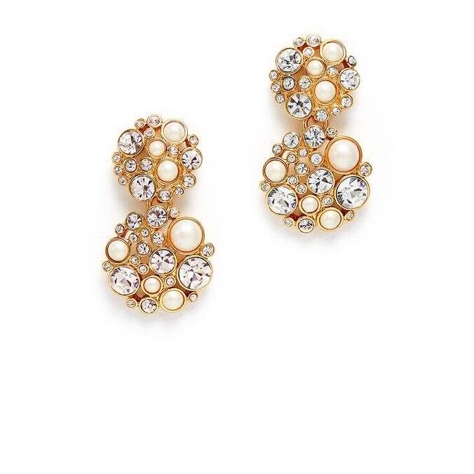 Kate Spade NY Gold Pick a Pearl Double Drop Earrings Chandelier Cluster Dangle