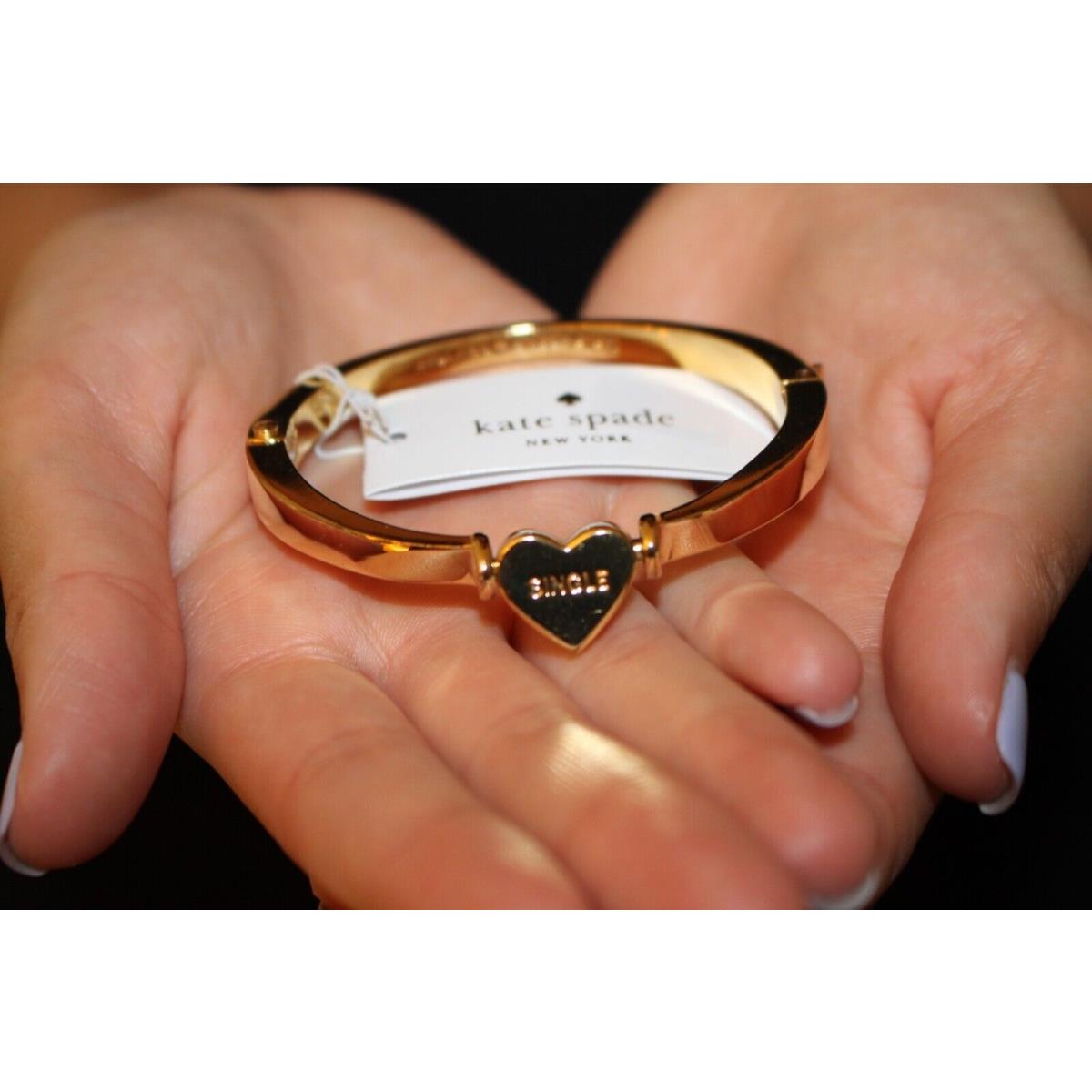 Kate Spade NY Single Taken Heart Dear Valentine Gold Hinged Bangle Bracelet