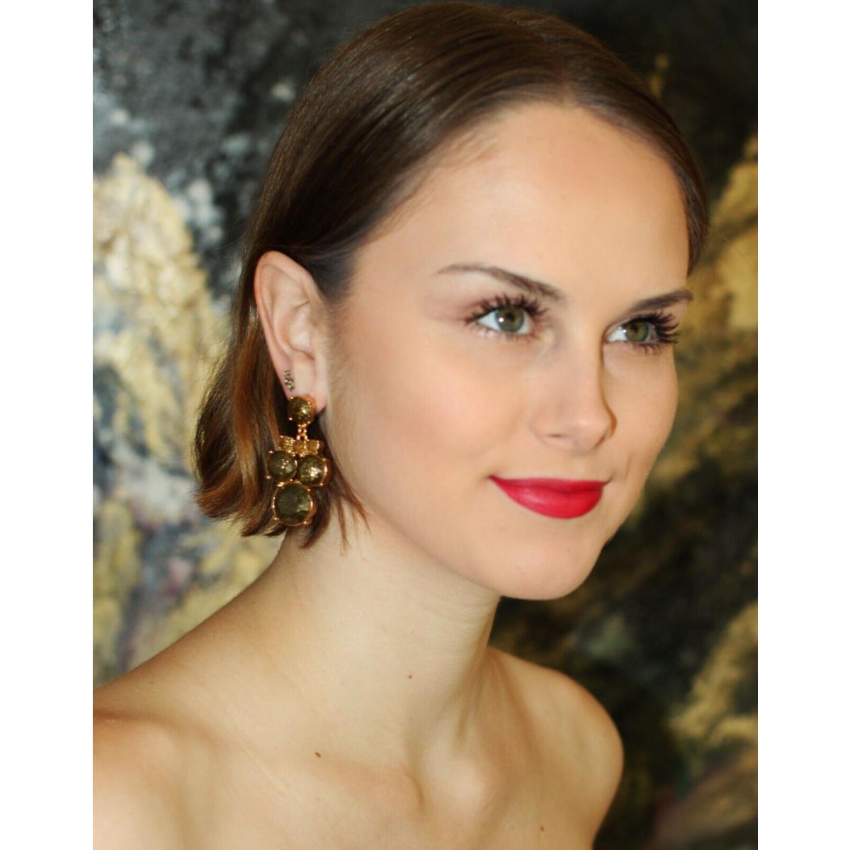 Kate Spade Steal The Spotlight Drop Glitter Gold Huge Statement Earrings