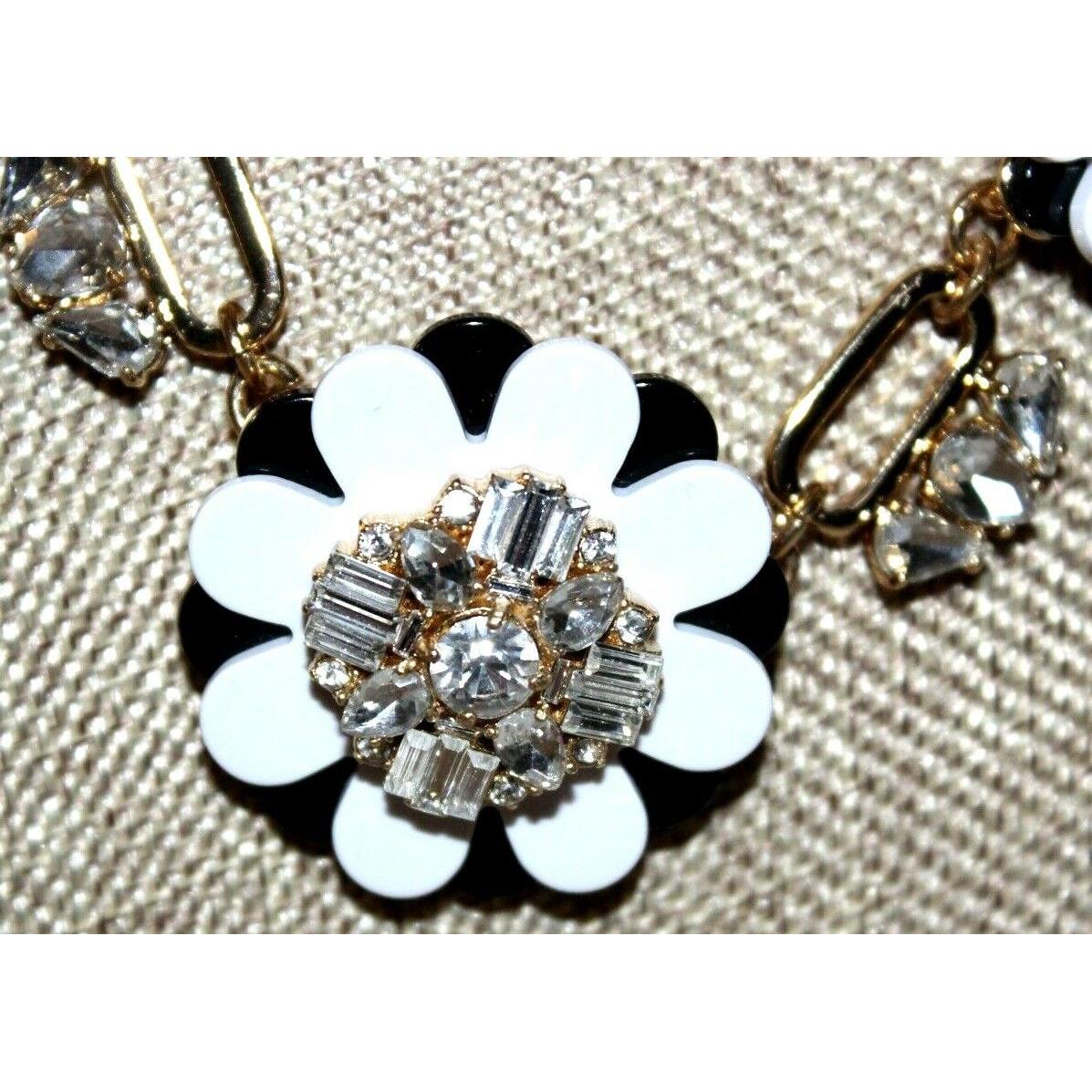 New Kate Spade 2016 Shadow Blossom Diamond Flower Necklace Black/gold/white