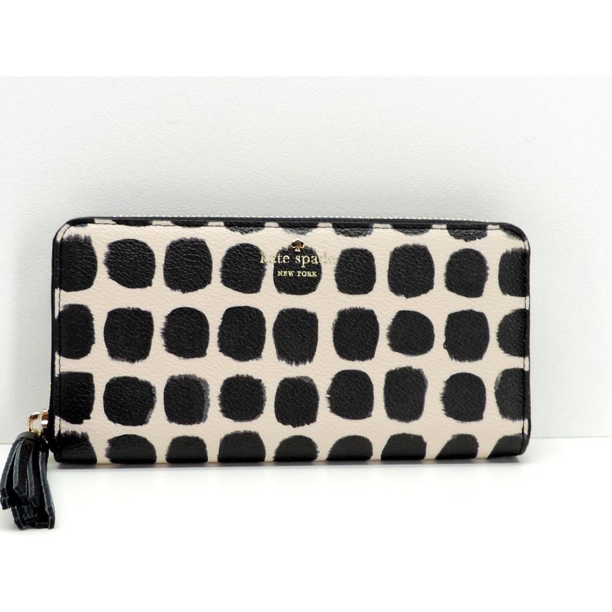 Kate Spade New York Spencer Court Fabric Lacey Wallet Clutch Black Dot New