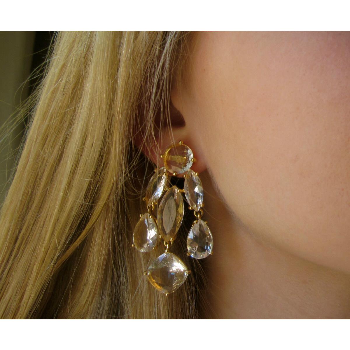 Kate Spade NY Crystal Ridiculously Gorgeous Clear Gold Chandelier Drop Earrings