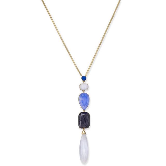 Kate Spade `symphony Sparkle` Pendant Necklace Long Blue-multi Semi Precious