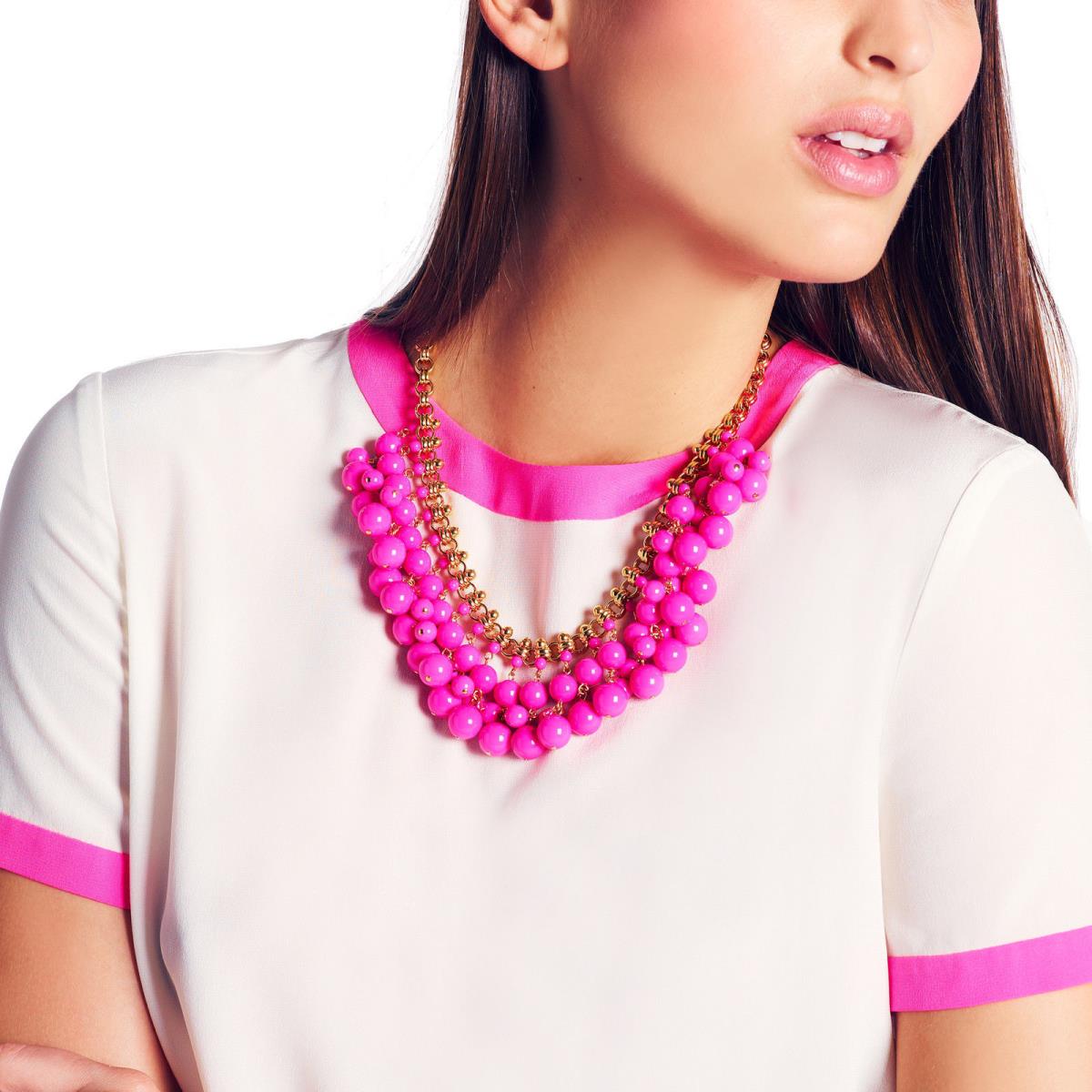 Kate Spade York Sweet AS Pie Cluster Bead Collar Necklace Pink Baubles