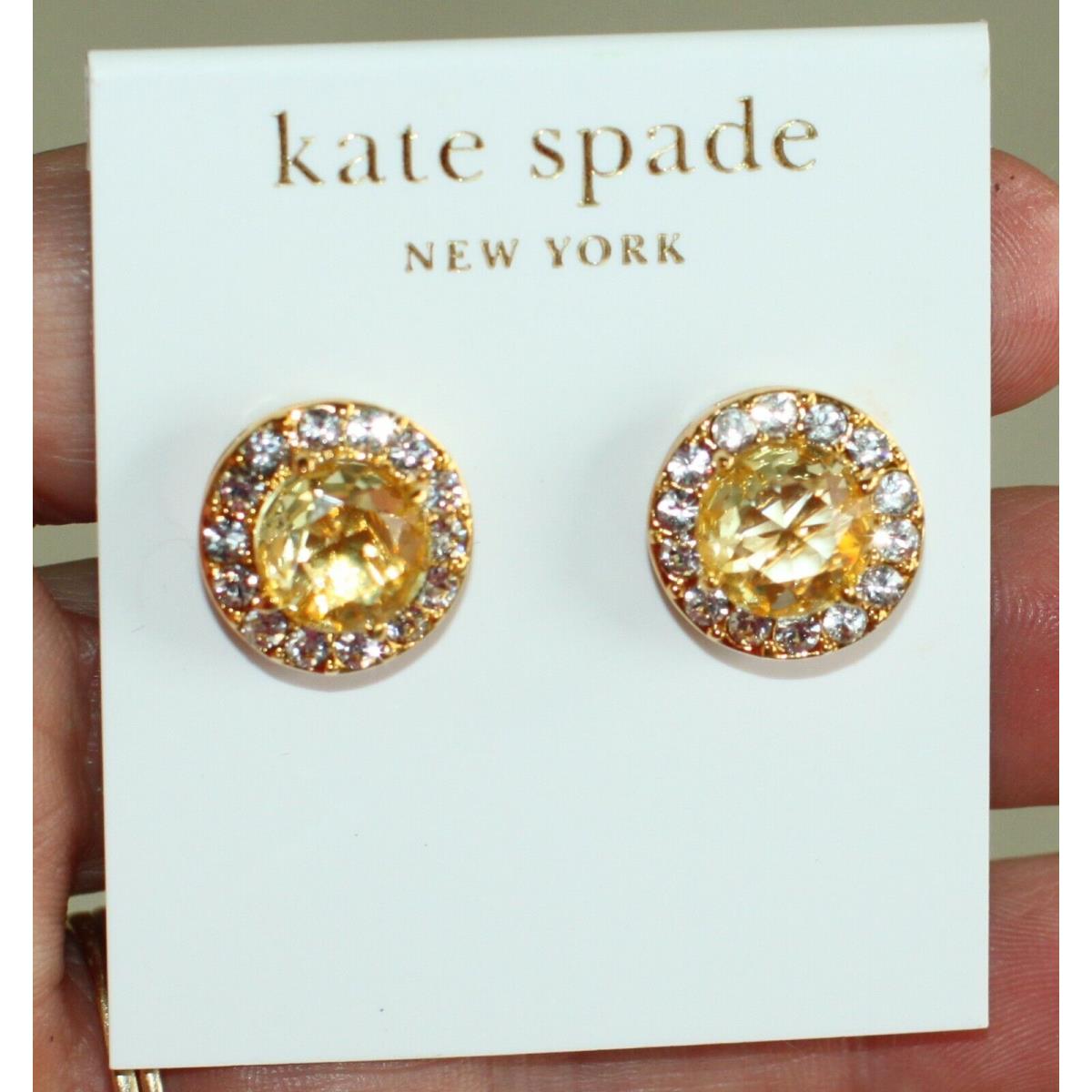 Kate Spade New York Gold Basket Pave Stud Earrings Topaz Champagne Stones