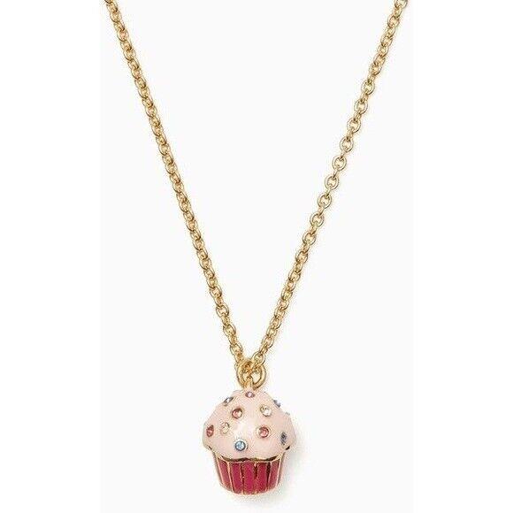 Kate Spade Jeweled Gold Magnolia Bakery Cupcake Pendant Necklace Sprinkles Long