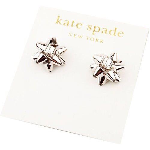 Sterling Silver Kate Spade Bourgeois Bow Stud Earrings Gift Box