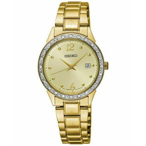 Seiko Women`s Crystal Stainless Steel Gold Tone Watch SUR674