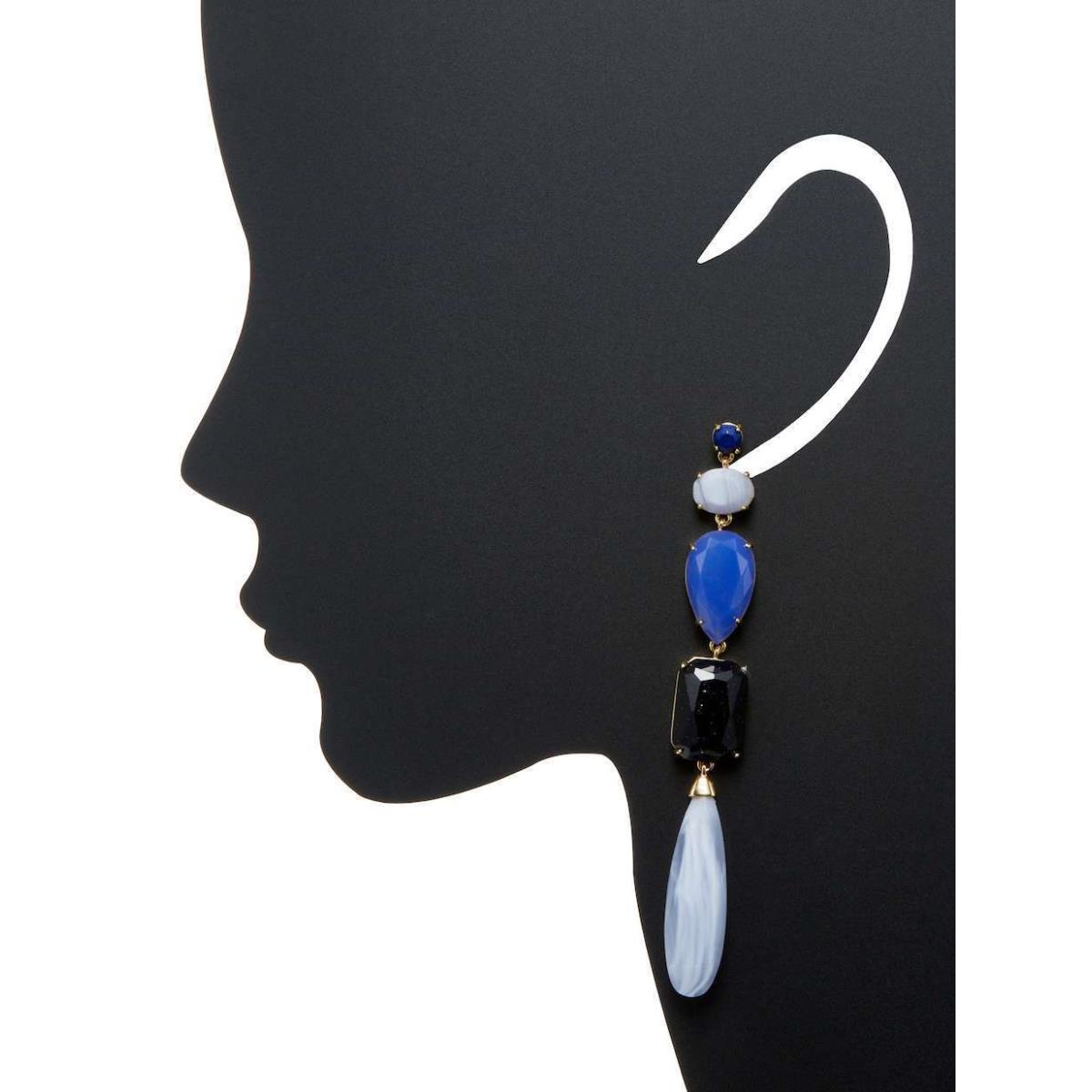 Kate Spade Earrings Symphony Sparkle Blue Linear Chandelier Semi Precious Stone