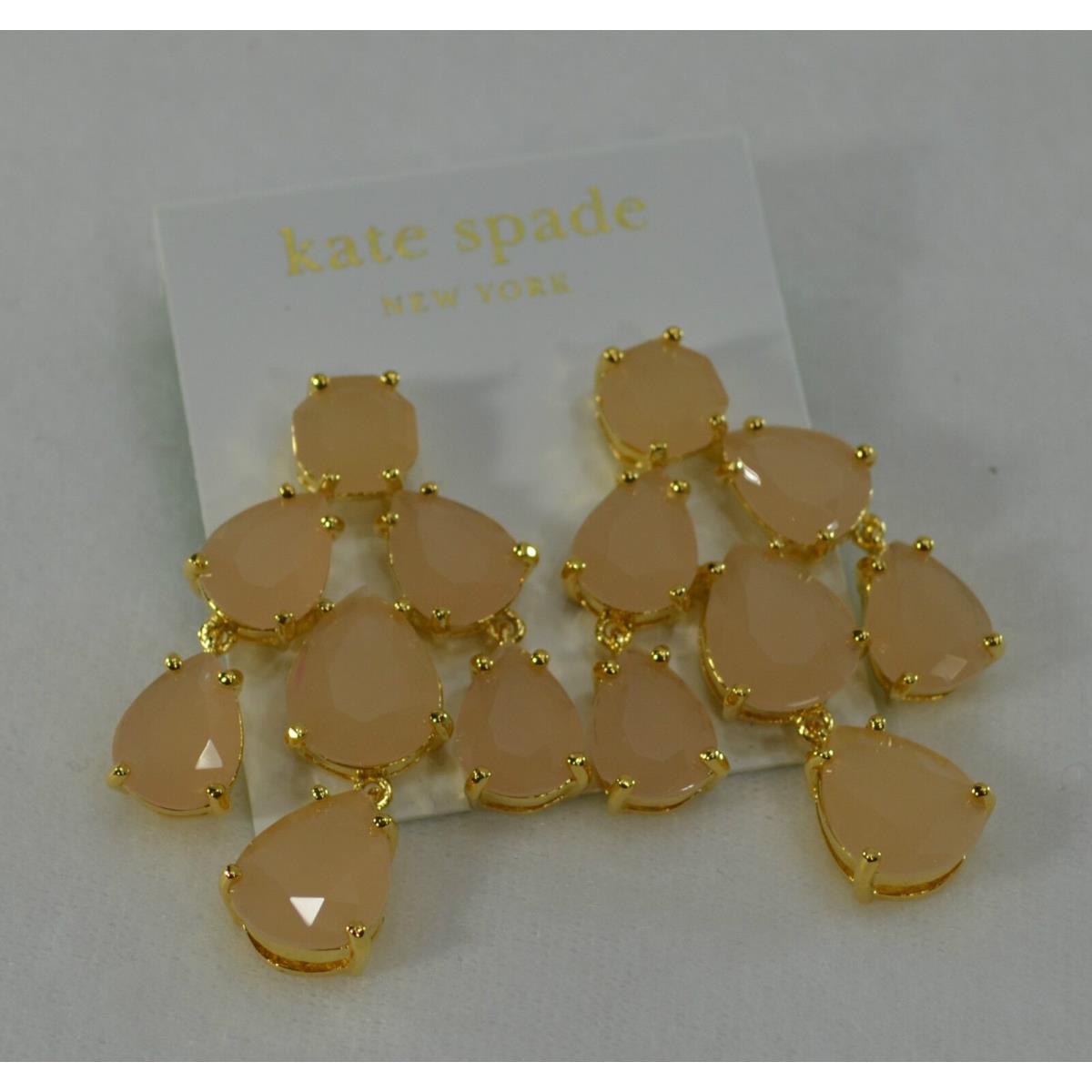 Kate Spade Gold Plated Chandelier Drop Earrings Sparkling Light Pink Glass