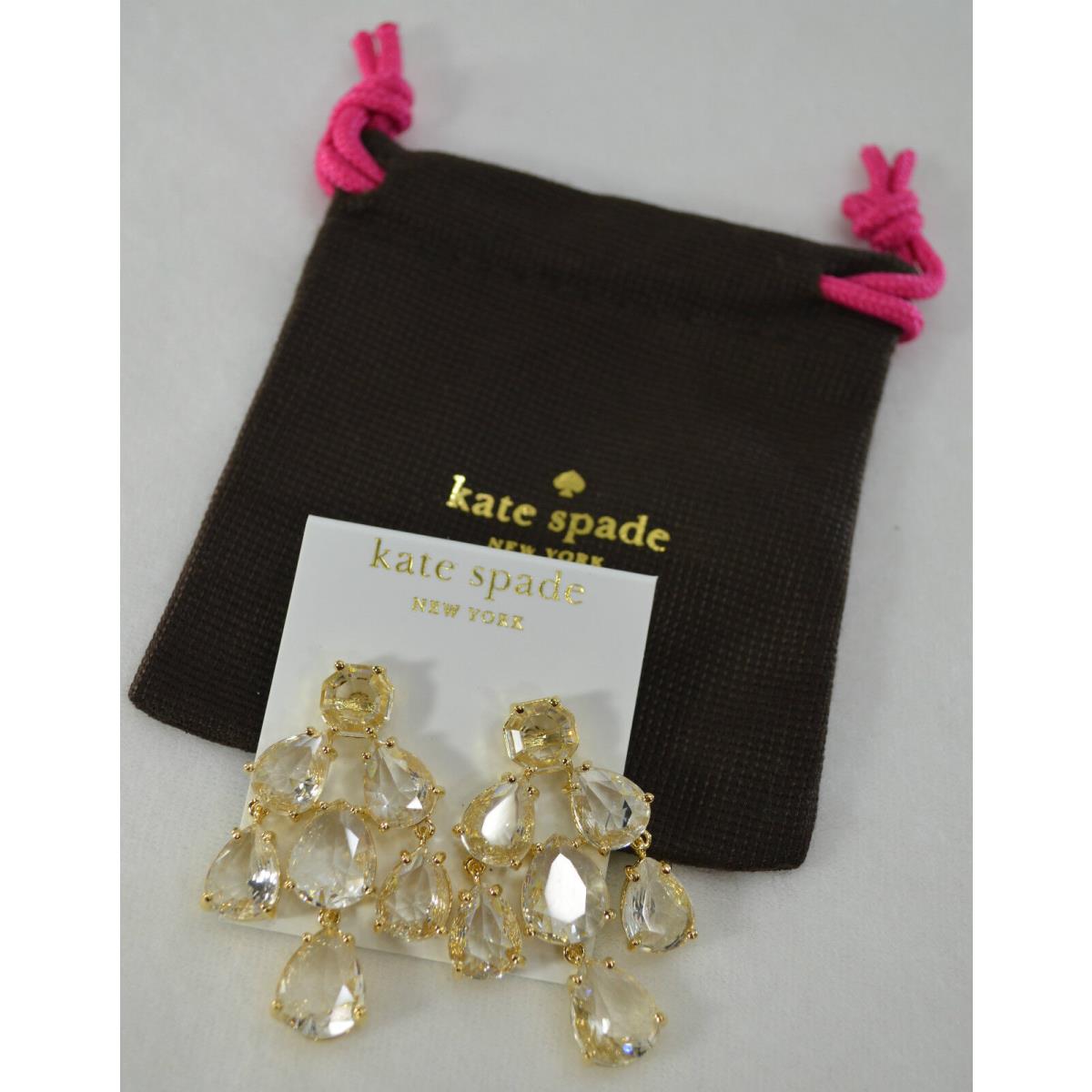 Kate Spade Gold Plated Chandelier Drop Earrings Sparkling Clear Translucent