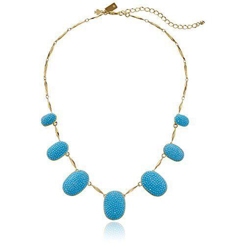 Kate Spade York Pave The Way Graduated Necklace Aqua Blue Crystals Statement
