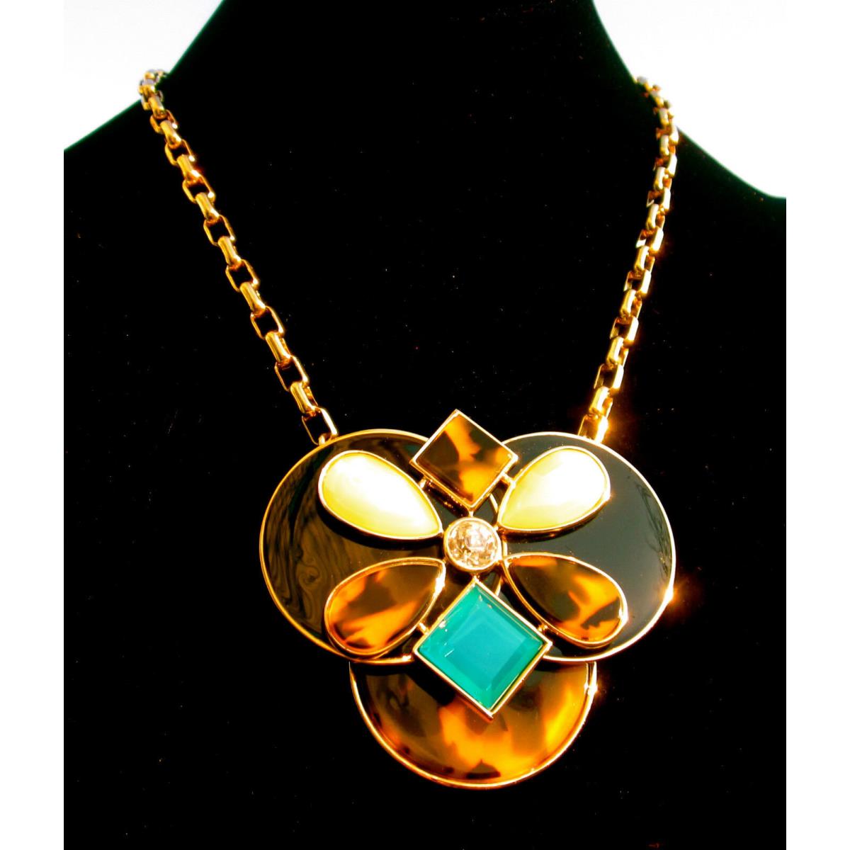 Lmt Edition Kate Spade Garden Path Pansy Pendant Necklace Tortoise Aqua