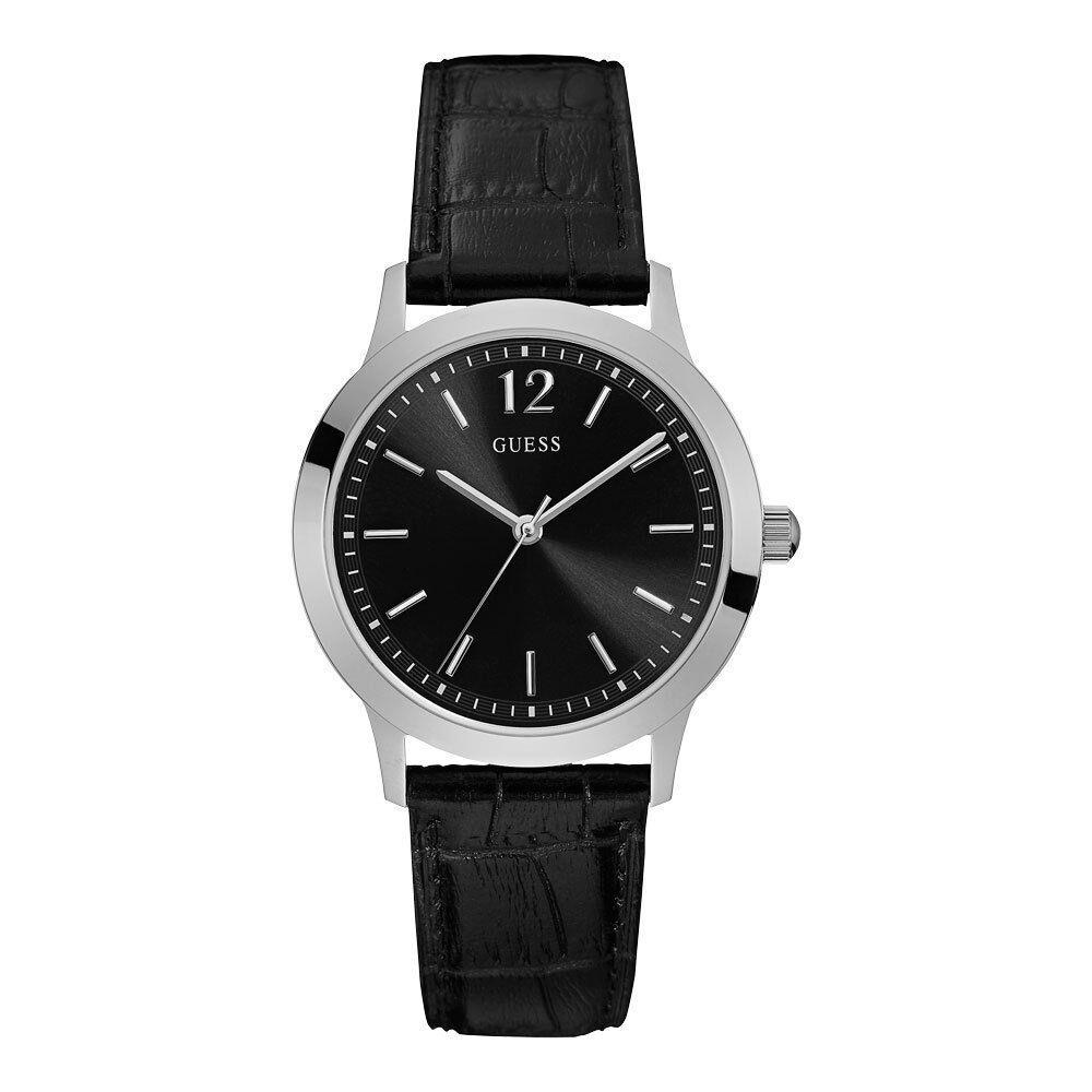 Guess Men`s Analogue Quartz Leather Black Watch W0922G1