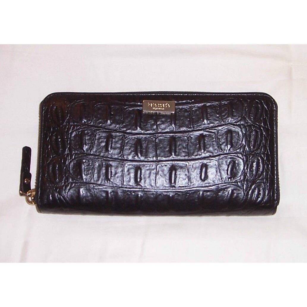 Kate Spade Rialto Place Neda Clutch Wallet Black Croc Emb Leather WLRU1897