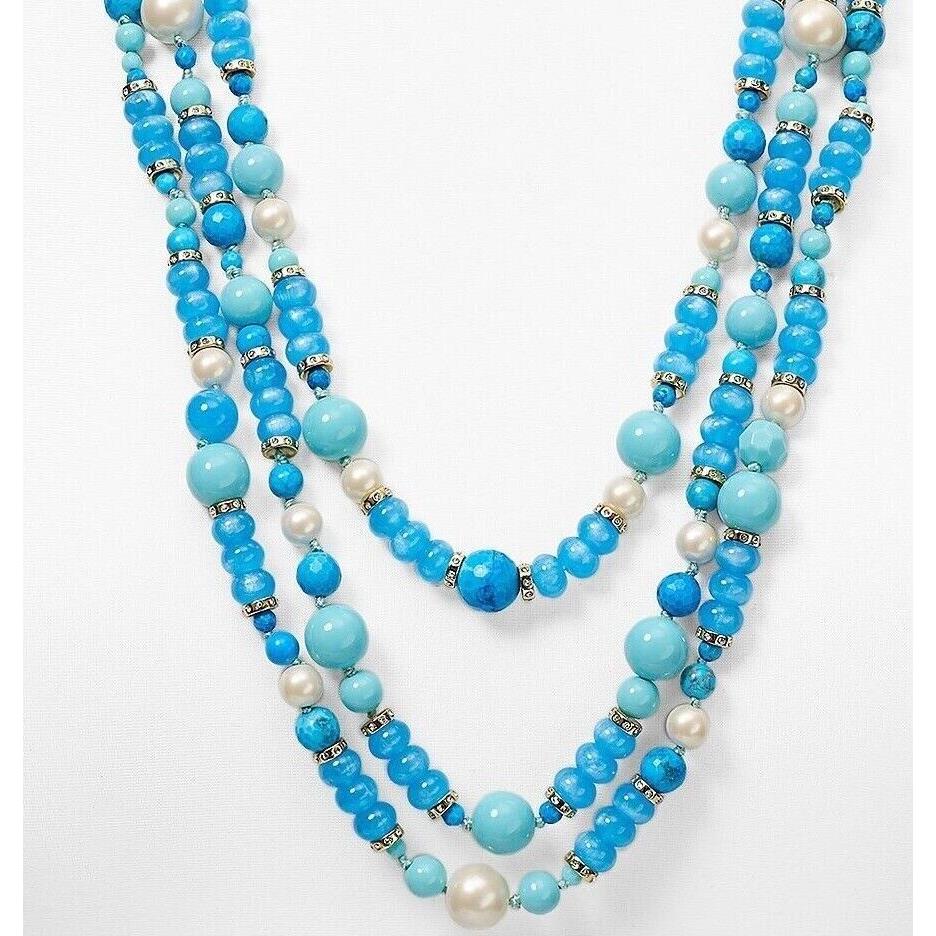 Kate Spade New York Azure Allure Triple Strand Beads Necklace Turquoise