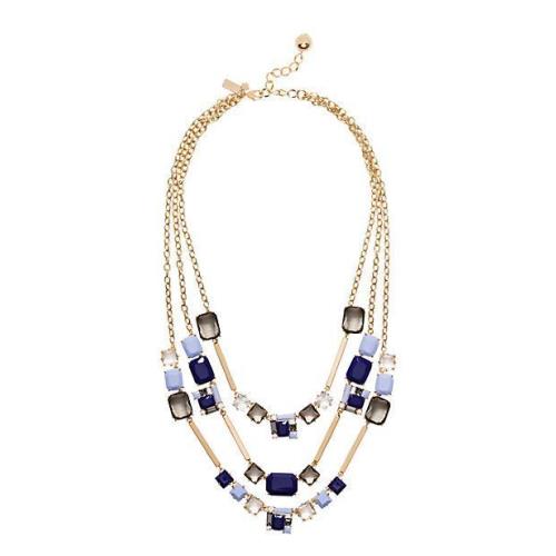 Kate Spade Three Triple Row Strand Scatter Blue Multi Neapolitan Necklace