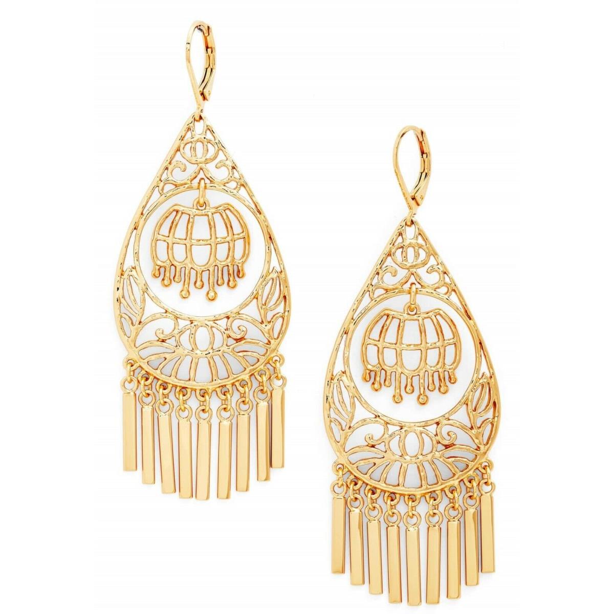 Kate Spade 14k Gold Fill Golden Age Earrings Statement Chandelier Fringe Swishy