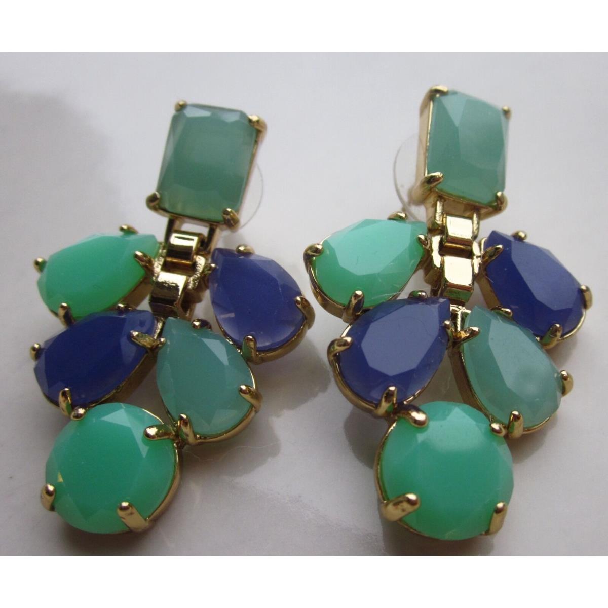 Kate Spade York Boardwalk Stroll Gem Necklace Earrings Set Blue Green Stones