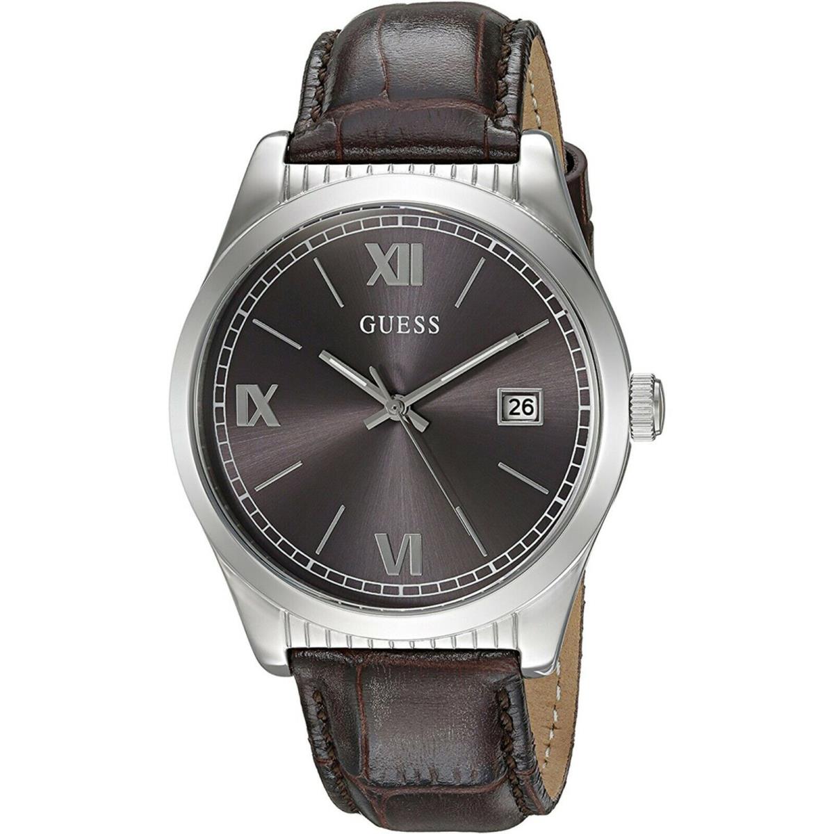 Guess W0874G1 Men`s Dress Sport Stainless Steel Case Leather Strap Date 30m WR