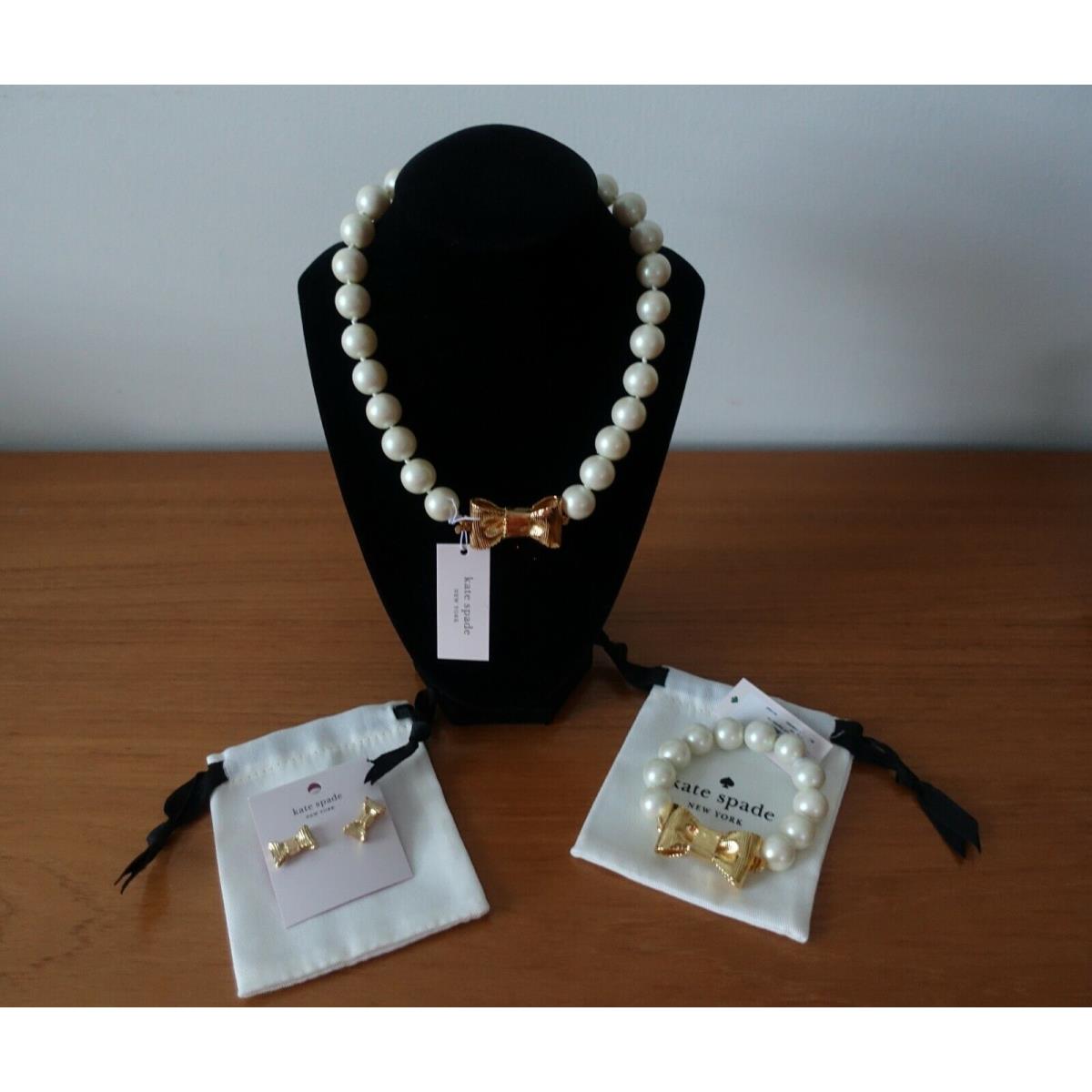 Kate Spade New York All Wrapped UP IN Pearls Studs Bracelet and Short Necklace