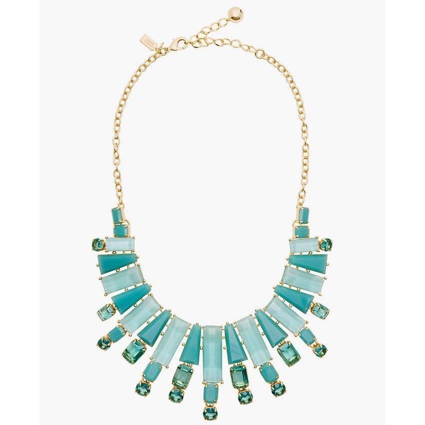 Aqua Kate Spade 14K Gold- Plated Beach Glass Gem Statement Necklace Earrings Set